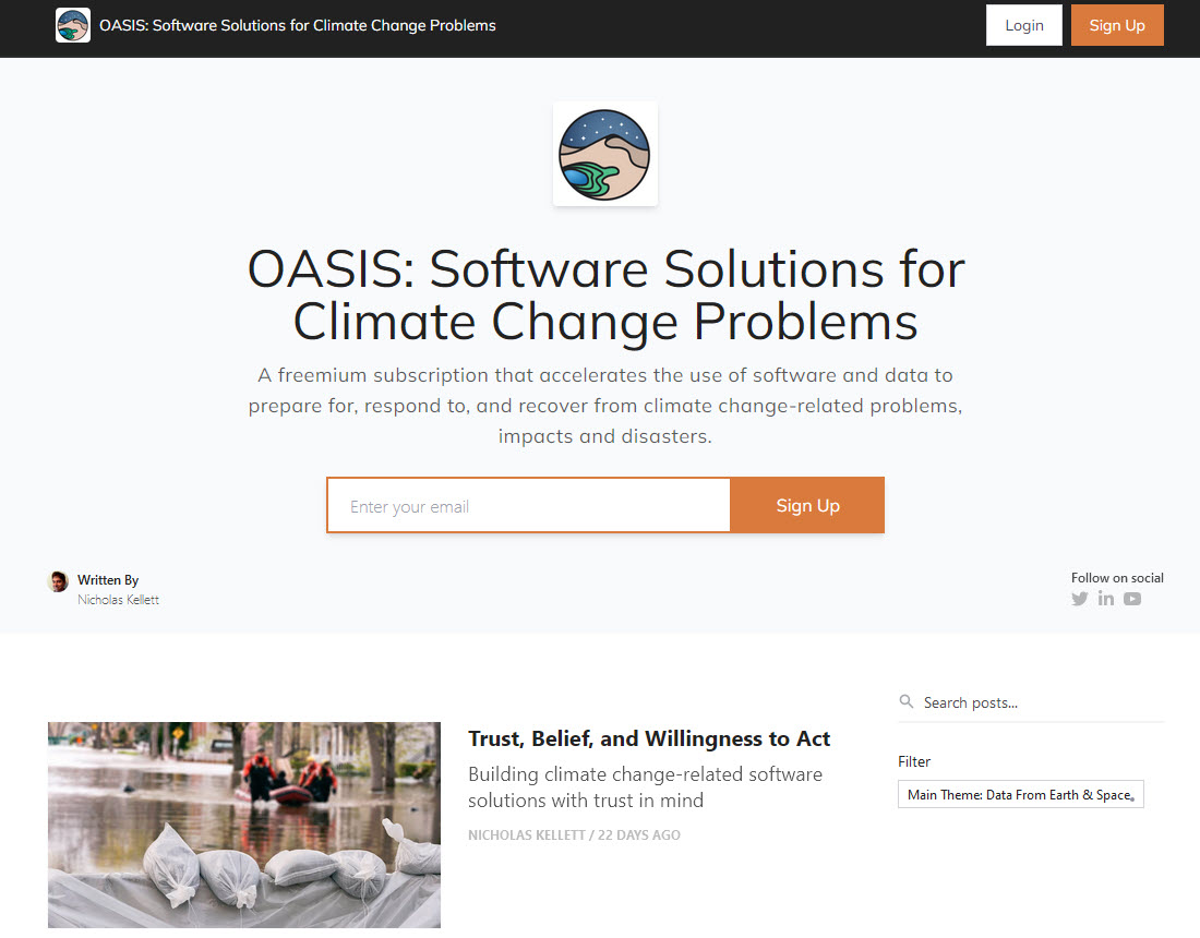 OASIS Service Home Page with Article